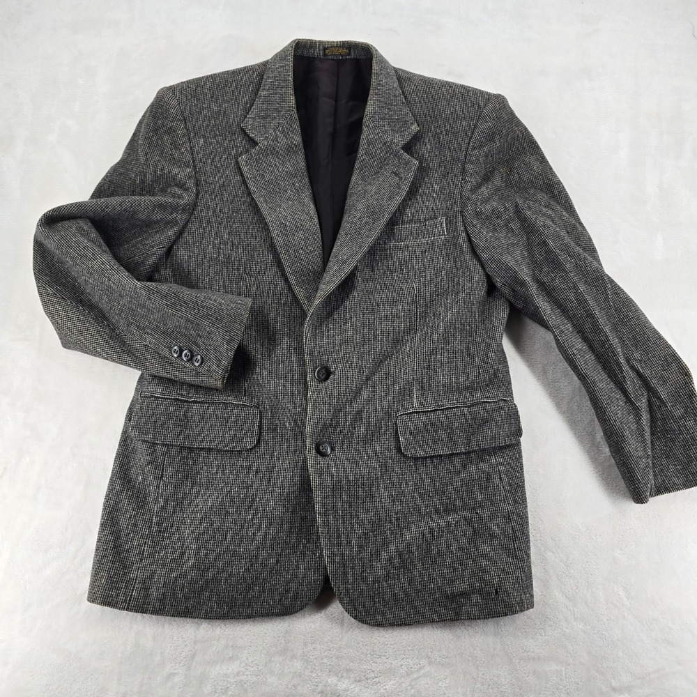 Tailors Row by Deansgate Blazer 42R Grey Black Micro Check Sport Coat 2-Button